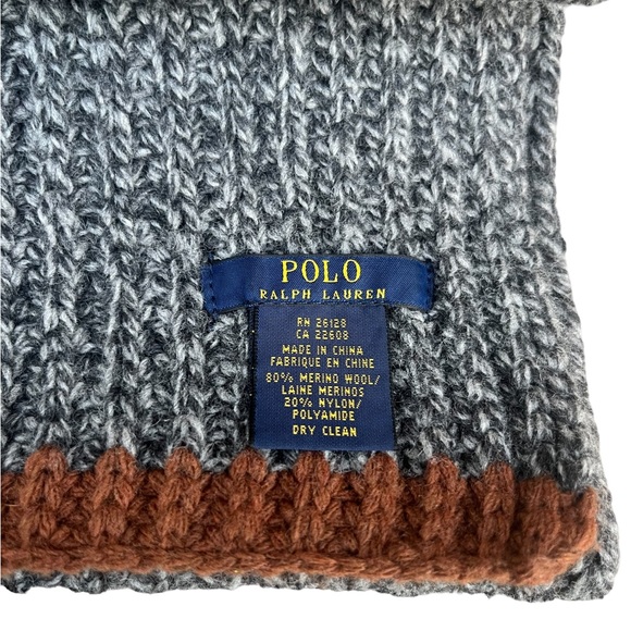 Polo Ralph Lauren Men’s Soft Gray Wool Scarf Muffler Winter Accessory EUC - Picture 4 of 6